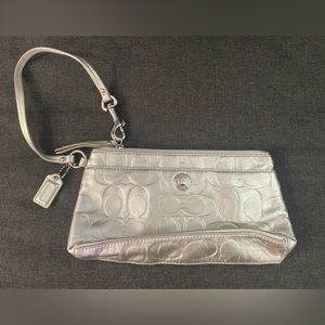 Silver Coach Wristlet